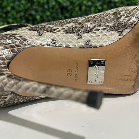 MICHAEL KORS Leather Snake Skin Print Slingbacks 4” High Heels - Picture 7 of 15